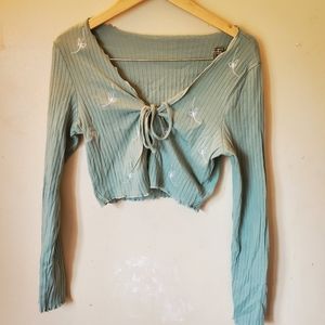 Sage Green Flower Cardigan